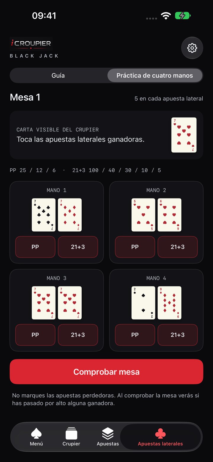 Pantallas de la app · Apuestas laterales